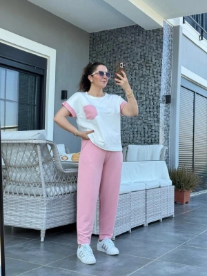 Kadın Kristal Kumaş Garnili Cep Detaylı Ikili Takım