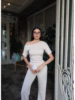 Kadın Kuşgözlü Düşük Omuz Takım