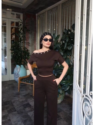 Kadın Kuşgözlü Düşük Omuz Takım