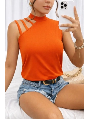 Kadın Omuzdan şerit Detaylı Yarı Balıkçı Yaka Viskon Bluz