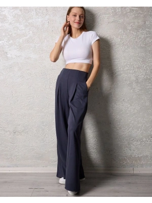 Kadın Pileli Gizli Cep Detay alaş Pantolon