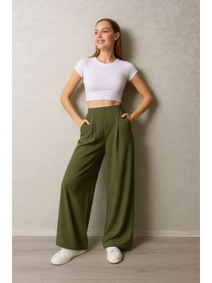 Kadın Pileli Gizli Cep Detay alaş Pantolon