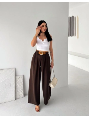 Kadın Pileli Kemerli Pantolon