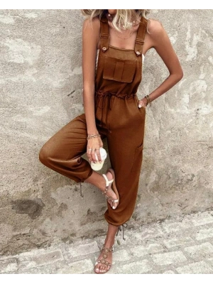 Kadın Poplin Kumaş Likralı Askılı Tulum