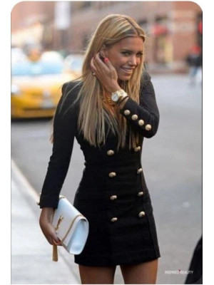 Kadın Scuba Dalgıç Kumaş Dugme Detaylı ini Elbise