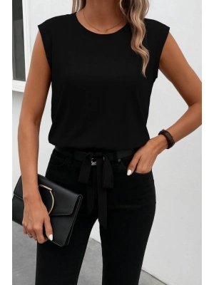 Kadın Sıfır Kol Etek Ucu Bağlama Detay Ithal Krep Bluz