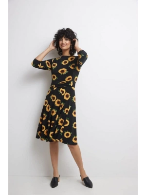 Kadın Truvakarkol Bisiklet Yaka Midi Mikro Elbise