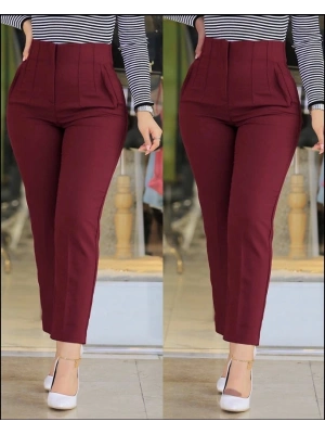 Kadın üste Oturan Paçası Bilek üzerinde Biten Atlas Kumaş Pantolon  (S)  48 (4XL)