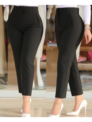 Kadın üste Oturan Paçası Bilek üzerinde Biten Krep Kumaş Kumaş Pantolon  (S)  50 (5XL)