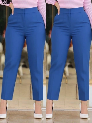 Kadın üste Oturan Paçası Bilek üzerinde Biten Krep Kumaş Pantolon  (S)   (5XL)