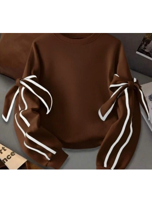 Kadın Uzun Kollu Ara Biye Ve Fiyonk Detay Bluz