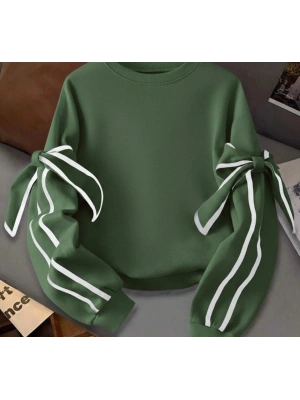 Kadın Uzun Kollu Ara Biye Ve Fiyonk Detay Bluz