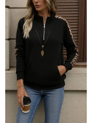 Kadın Uzun Kollu Balıkçı Yaka önden Fermuarlı Polar Bluz