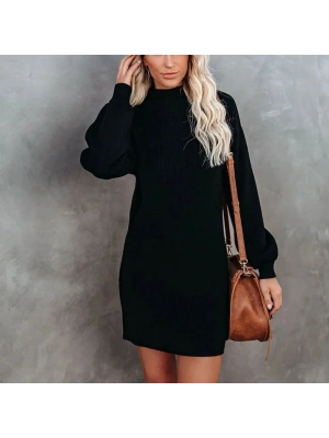 Kadın Uzun Kollu Balıkçı Yaka şardonlu Kaşkorse Elbise