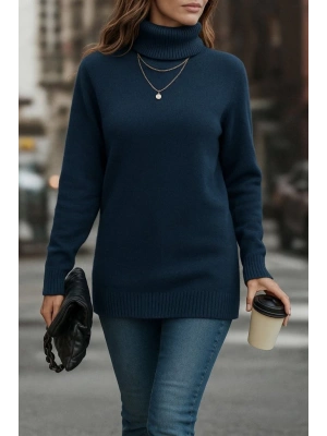 Kadın Uzun Kollu Balıkçı Yaka Triko Bluz