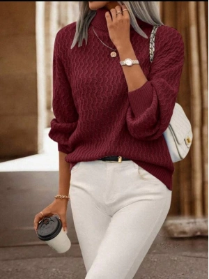 Kadın Uzun Kollu Balıkçı Yaka Triko Bluz