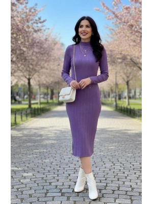 Kadın Uzun Kollu Balıkçı Yaka Triko Elbise