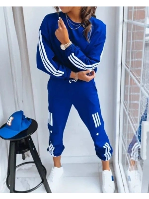 Kadın Uzun Kollu Beyaz şerit Detay Kargo Cep Iki Iplik Ikili Takım