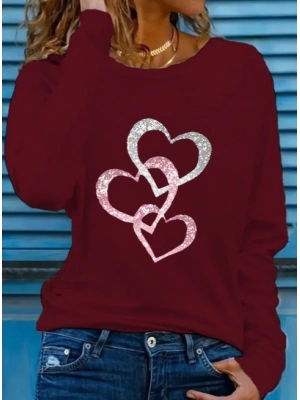 Kadın Uzun Kollu Bisiklet Yaka çiçek Desenli Viskon Bluz