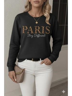 Kadın Uzun Kollu Bisiklet Yaka Desenli Viskon Iki Iplik Bluz