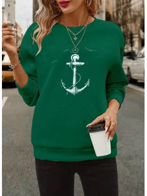 Kadın Uzun Kollu Bisiklet Yaka Desenli Viskon Iki Iplik Bluz