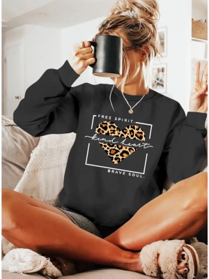 Kadın Uzun Kollu Bisiklet Yaka Desenli Viskon Iki Iplik Bluz