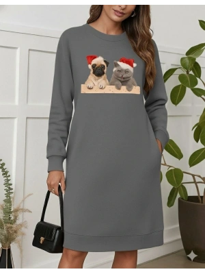 Kadın Uzun Kollu Bisiklet Yaka Desenli Viskon Iki Iplik Bluz