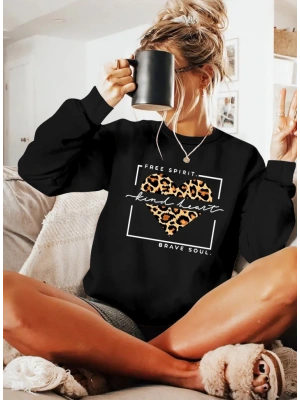 Kadın Uzun Kollu Bisiklet Yaka Desenli Viskon Iki Iplik Bluz