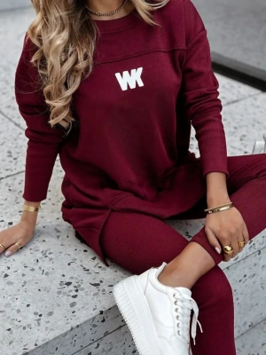 Kadın Uzun Kollu Bisiklet Yaka Nervurlu Viskon Iki Iplik Ve Tayt Pantolon Ikili Takım