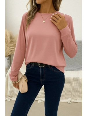 Kadın Uzun Kollu Bisiklet Yaka Viskon Bluz