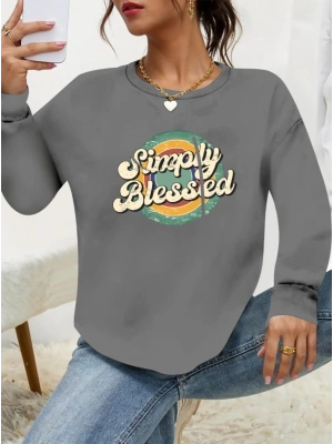 Kadın Uzun Kollu Bisiklet Yaka Viskon Iki Iplik Bluz