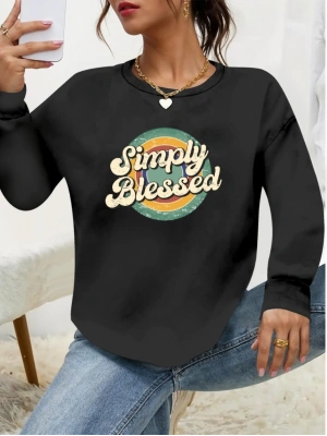 Kadın Uzun Kollu Bisiklet Yaka Viskon Iki Iplik Bluz