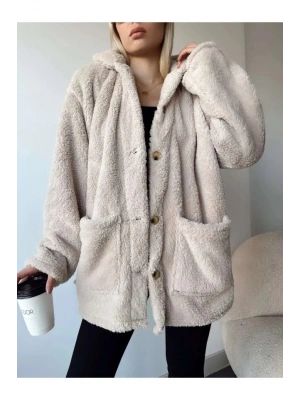 Kadın Uzun Kollu Cep Ve Düğme Detay Wellsof Kumaş Kaban