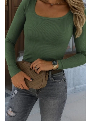 Kadın Uzun Kollu Derin Yuvarlak Yaka Kaşkorse Bluz