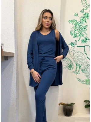 Kadın Uzun Kollu Hırka Atlet Ve Eşofman Yün Viskon üçlü Takım