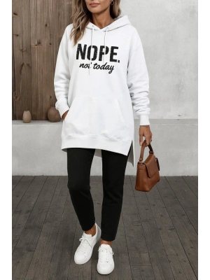 Kadın Uzun Kollu Kapşonlu Bağcıklı Viskon Iki Iplik Sweat