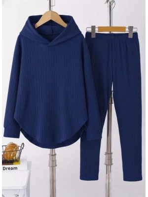 Kadın Uzun Kollu Kapşonlu Meloni Bluz Ve Pantolon Ikili Takım
