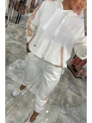 Kadın Uzun Kollu Kapşonlu Pulpayet Detay Viskon Iki Iplik Bluz Ve Pantolon Ikili Takım