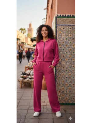 Kadın Uzun Kollu Kapüşonlu Hırka Ve Pantolon Ikili Takim