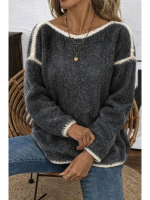 Kadın Uzun Kollu Kayık Yaka Triko Bluz