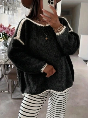 Kadın Uzun Kollu Kayık Yaka Triko Bluz