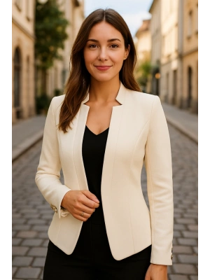 Kadın Uzun Kollu Kırlangıç Yakalı önü Açık Atlas Ceket