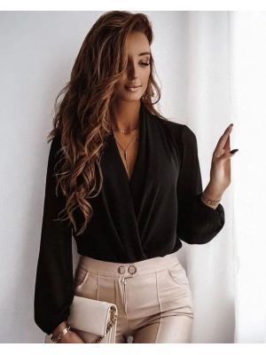 Kadın Uzun Kollu Kruvaze Yaka Sandy Bluz