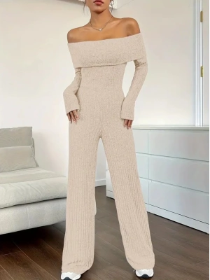 Kadın Uzun Kollu Madonna Yaka şardonlu Kaşkorse Tulum