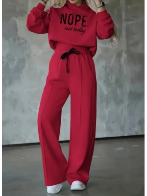 Kadın Uzun Kollu Nope Baskılı Beli Ribanalı Ikili Takım