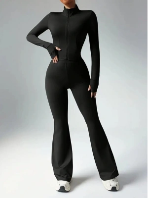 Kadın Uzun Kollu önden Fermuarlı Kısa Dalgıç Bluz Ve Pantolon Ikili Takım