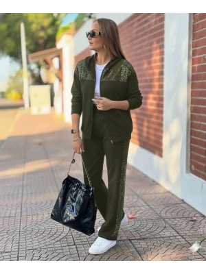 Kadın Uzun Kollu önden Fermuarlı Pul Payetli Alt üst Viskon Iki Iplik Takım