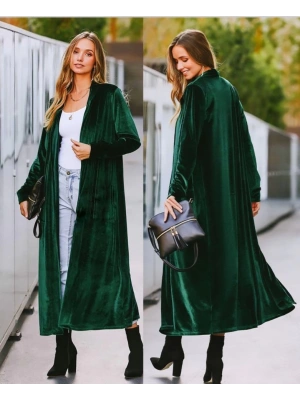 Kadın Uzun Kollu önü Açık Kolları Uzun Midi Ceket