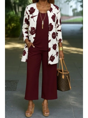 Kadın Uzun Kollu önü Açık Modal Ceket Kolsuz Viskon Iki Iplik Bluz Ve Pantolon üçlü Takım