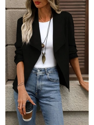 Kadın Uzun Kollu önü Açık Yakalı Süet Ceket